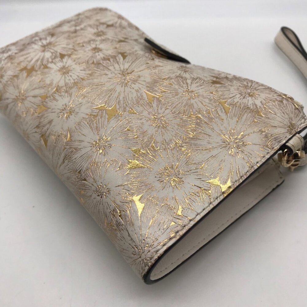 Michael Kors Gold Floral Embossed Leather Karla Wristlet - Picture 9 of 12